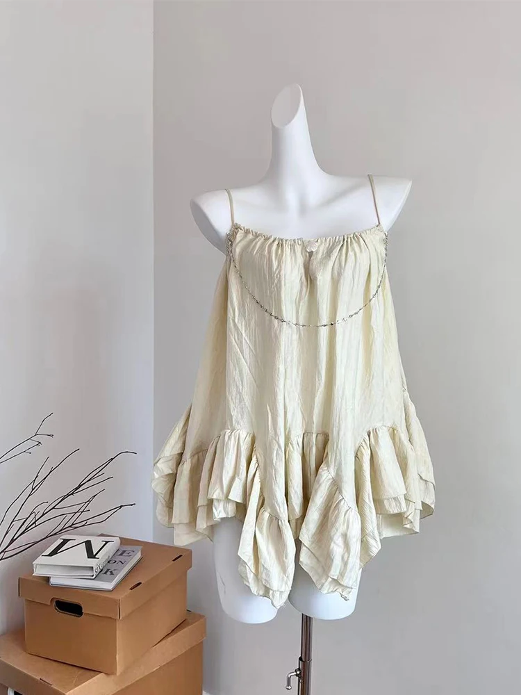 Summer 2000s Aesthetic Spaghetti Strap Mini Ballet Core Dress Design Women Frock Evening Party One-Piece Birthday Night Club Y2k