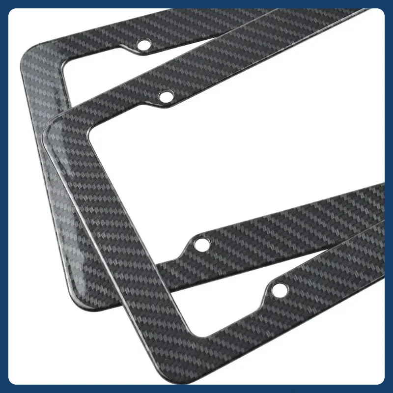 2 قطعة إطار لوحة ترخيص من ألياف الكربون البلاستيك الأسود الأمامي والخلفي غطاء حامل علامة السيارة للرجال/النساء مع مسامير الأجهزة جبل #5