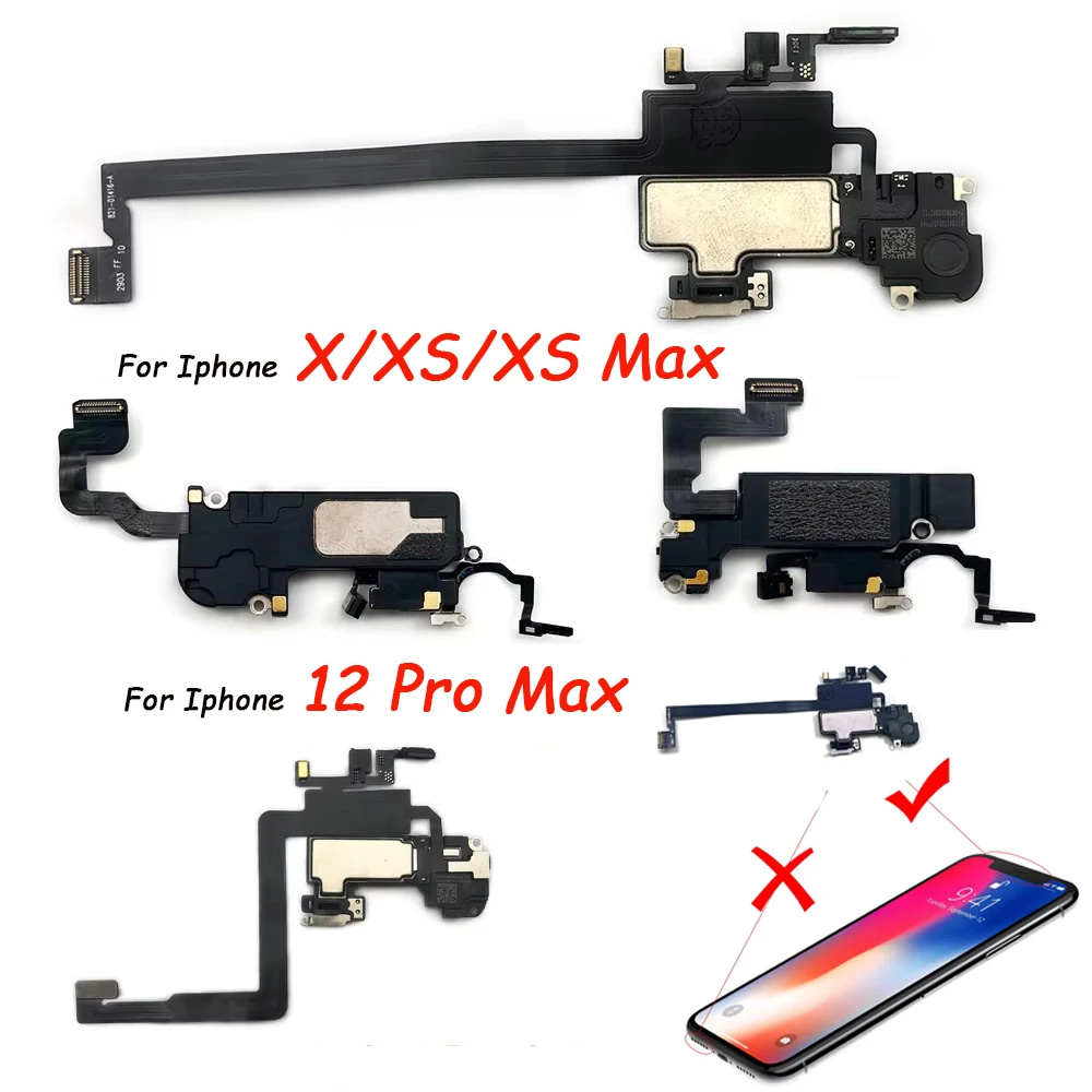 1pcs Earpiece Flex Cable For iPhone X XR XS MAX 11 12 Pro max Mini Top Front Ear Speaker Sensor Proximity Small Headset Fix Face
