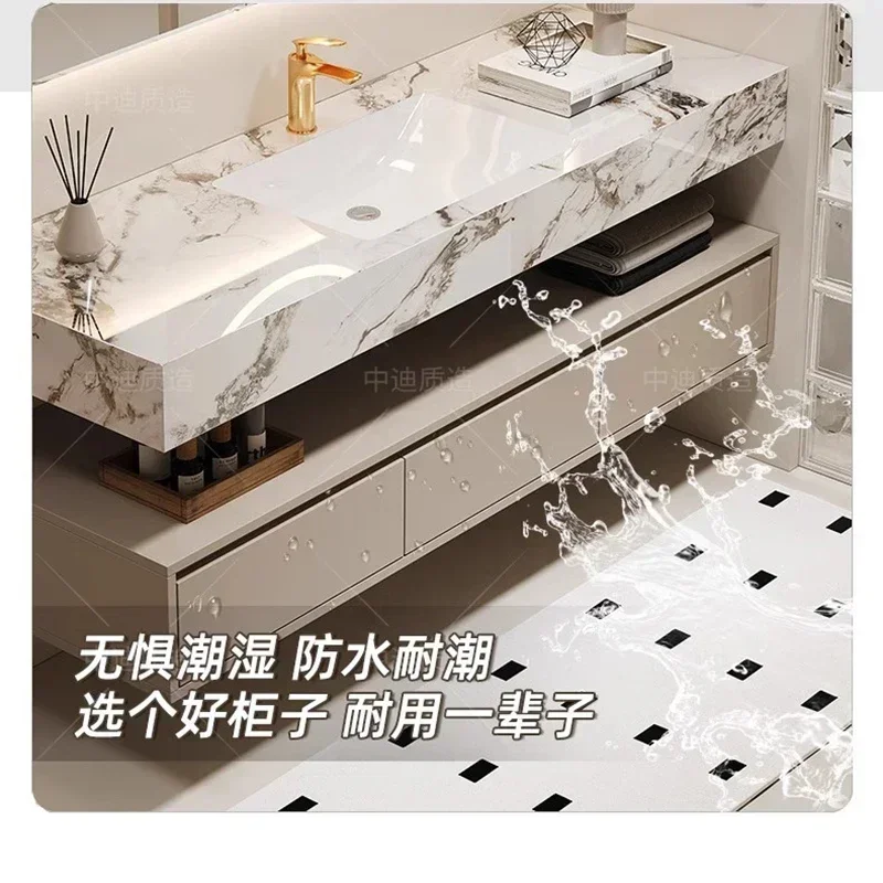 أرفف فاخرة خزائن الحمام مفتوحة مع بالوعة الغرور تخزين خزائن الحمام كريم نمط أثاث الحمام Gabinetti LLBC #5