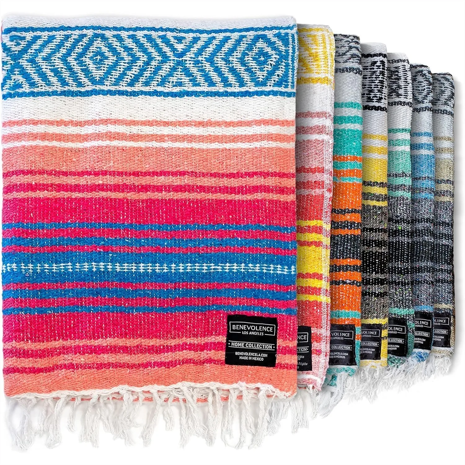 

Handwoven Mexican Blanket for Yoga, Picnic, Beach, Camping, 50x70 inches Coral