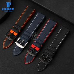 20 22 24mm Watchband For Omega Casio Mido Citizen Tissot Breitling Seiko Strap PU+Rubber bracelet black orange blue wristband