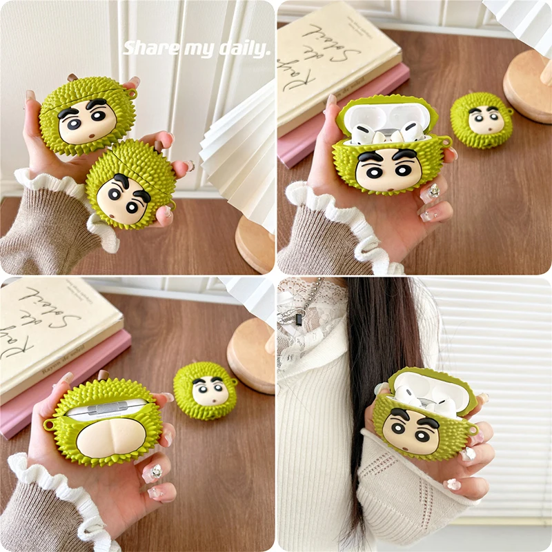 

Cute 3D Cartoon Durian Boy Shockproof Protective Earphone Silicone Anime Cover For Airpods Case/Airpods Pro 2 Case Funda