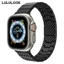 LULULOOK Watch Band For Apple Watch Ultra 2/10/9/8/7/6/SE/5 49/46/45/44/42/41/40/38mm.Carbon Fiber Band with Dual Magnetic Clasp