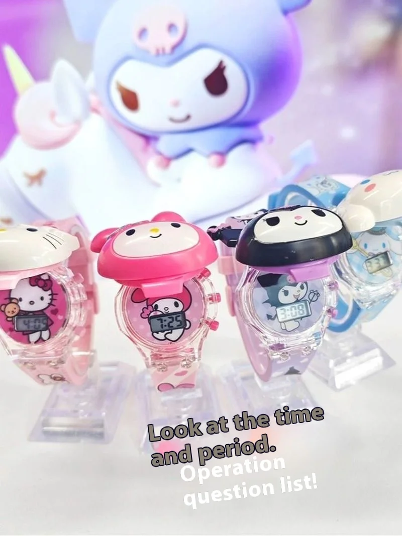 Sanrio Kawaii Children's Electronic Watch Only Watch Schedule with Anime Characters, Girls' Toys, Colorful Glow