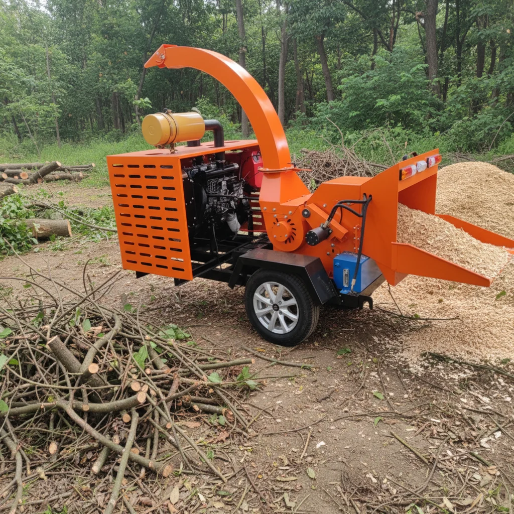Garden Tractor Driven Wood Grinder Horizontal Powered Chopper for Agricultural and Forestry Use