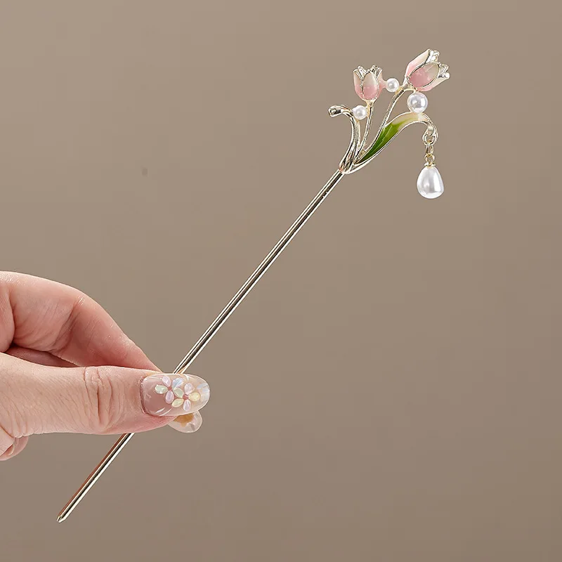 Women's Elegant Flower Hairpin with Blue Flower Tassel