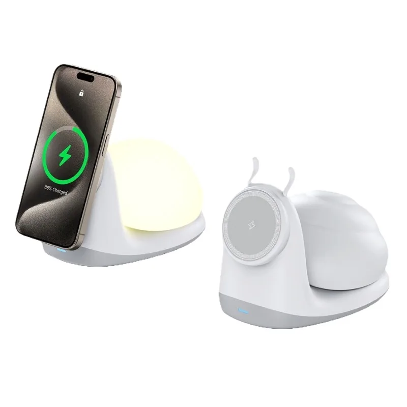 

Suitable for iPhone wireless charging desktop creative pat night light, snail magnetic wireless charging