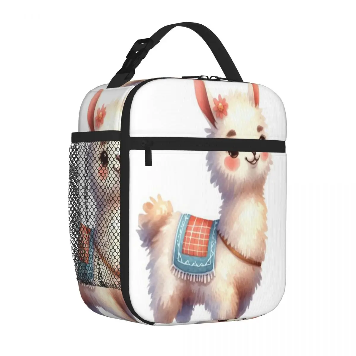 Bestselling Cute Baby Llama With Blanket Whimsical Illustration Oversized Commuter Lunch Bag Car Travel Insulated Snack Tote