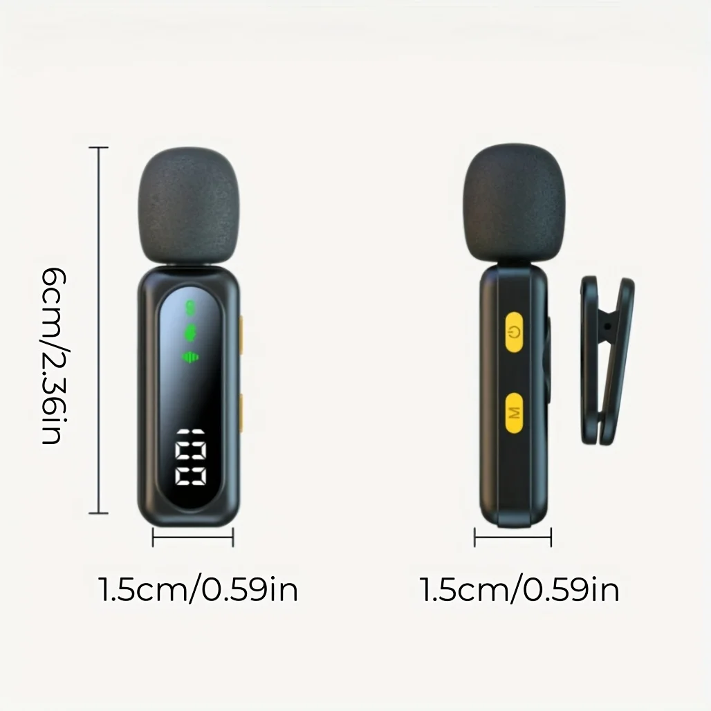 Professional Wireless Lavalier Microphone Omnidirectional USB-C 100ft Range 2.4GHz DSP Noise Reduction Rotatable Magnetic Clip