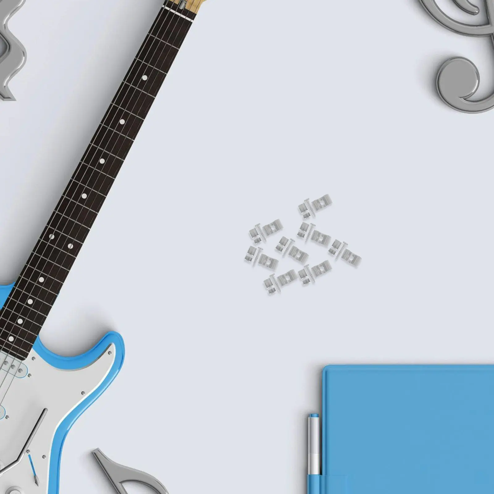 18Pcs Guitar String Trees Metal Roller Retainers Electric Acoustic Guitar Replacement Parts Improve Sustain Tuning Stability