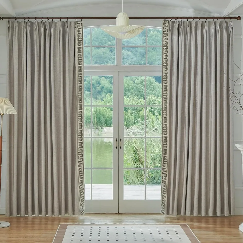 Tende plissettate pizzicate grigie di lusso con nastro adesivo, tende dal pavimento al soffitto per porte e finestre, 50 larghe x 96 lunghe