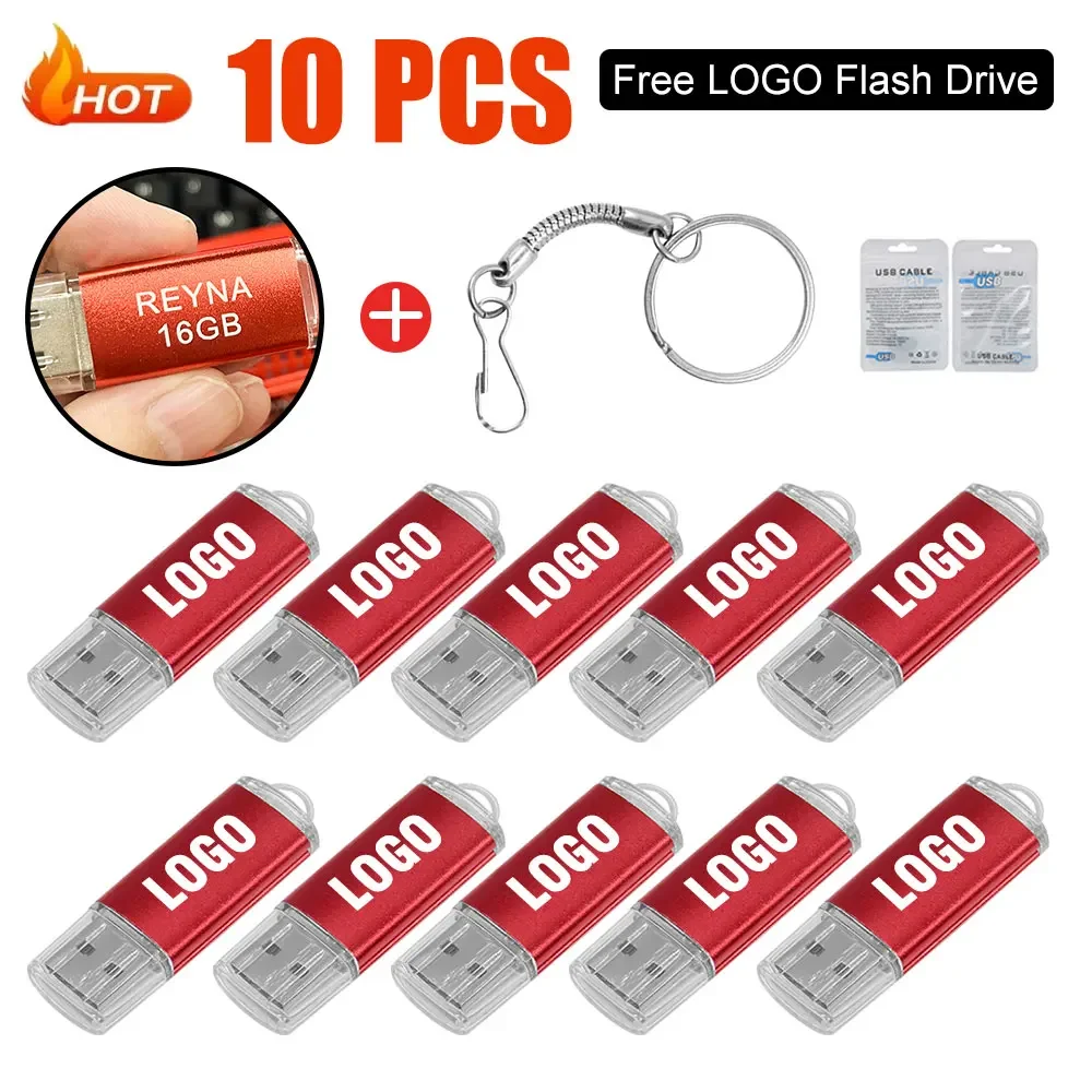 

10pcs/lot Free Tailored Logo USB Flash Drive 2.0 Pendrive Wholesale Price 4GB 16GB 64GB 128GB Memory Stick for Photography Gifts