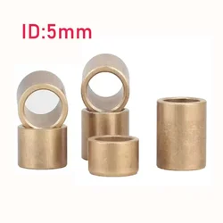 10Pcs Self-Lubricating Bearing Powder Metallurgy Oil Brass Bushing Guide Sleeve Precision Copper Base Bearing Inner Diameter 5mm