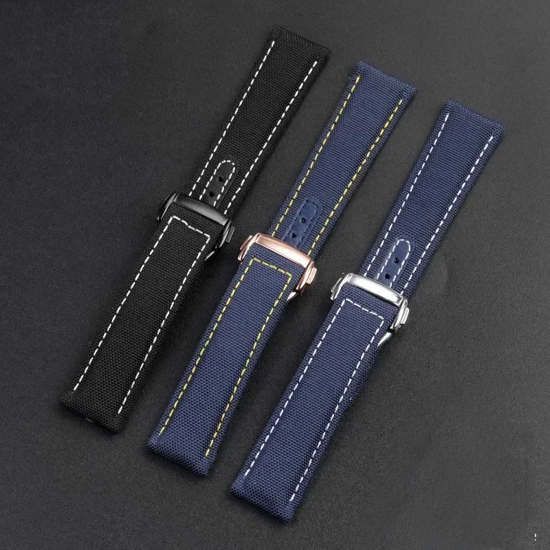 20mm Canvas Nylon Watchbands For Omega Seamaster 300 Speedmaster AT150 Omega Speedmaster Slubby 310.32 Series Nylon Strap