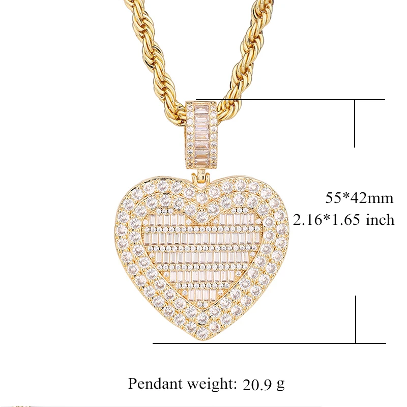 

Variety of Charms Hip Hop 14k Gold Plated Heart cubic zirconia copper pendant charm