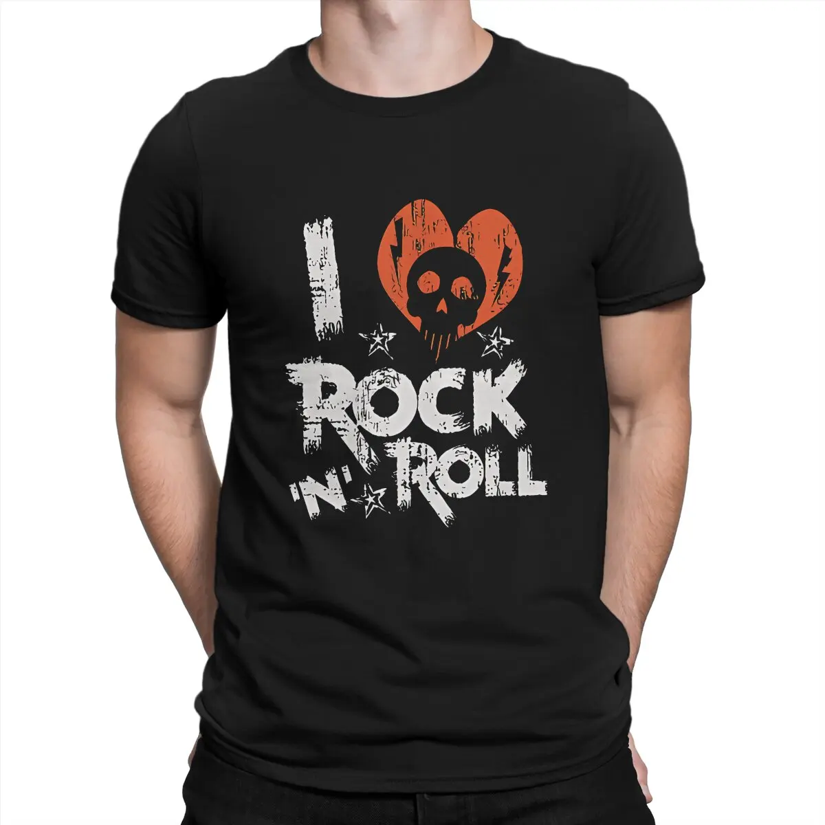 I Love Rock TShirt For Male Rock N Roll Clothing Novelty Polyester T Shirt Soft