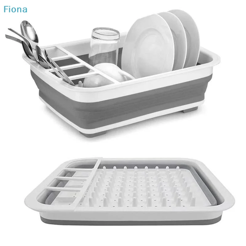 ✔Collapsible Dish Drying Rack Foldable Dinnerware Drainer Organizer Tableware Plate Portable Drying Rack For Kitchen Storage