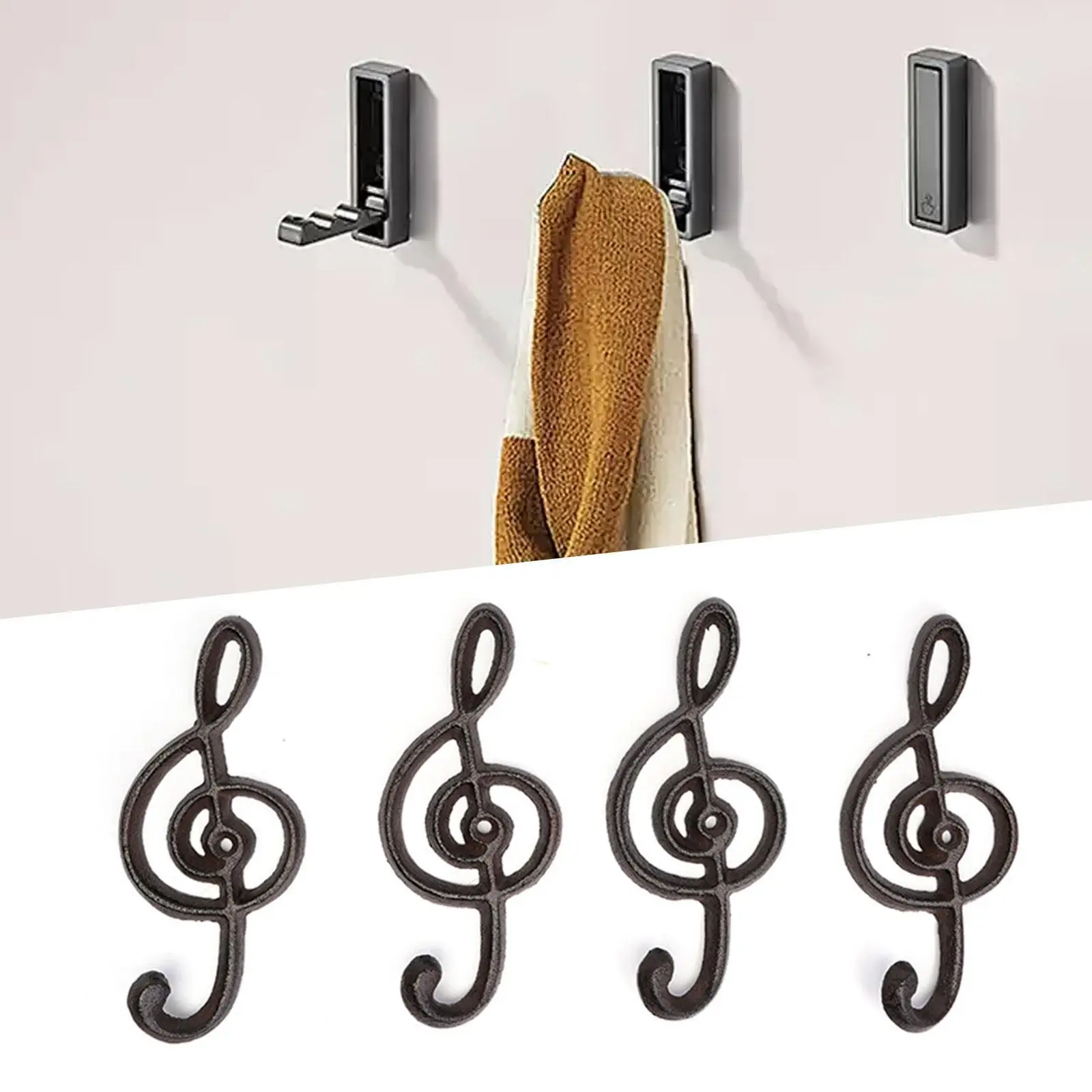 

4x Coat Hook Home Decor Unique Decorative Organizer Farmhouse Wall Hanger Coat Hanger for Bedroom Key Kitchen Bag Hanging Coats