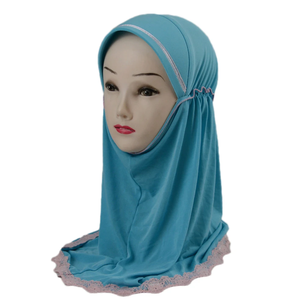 Hijab Muçulmano Instantâneo para Meninas, Turbante Envoltório, Pull-On, Pronto-a-vestir, Lenço Islâmico, Chapéu, Xales Sobrepostos, 2 a 6 Anos Crianças