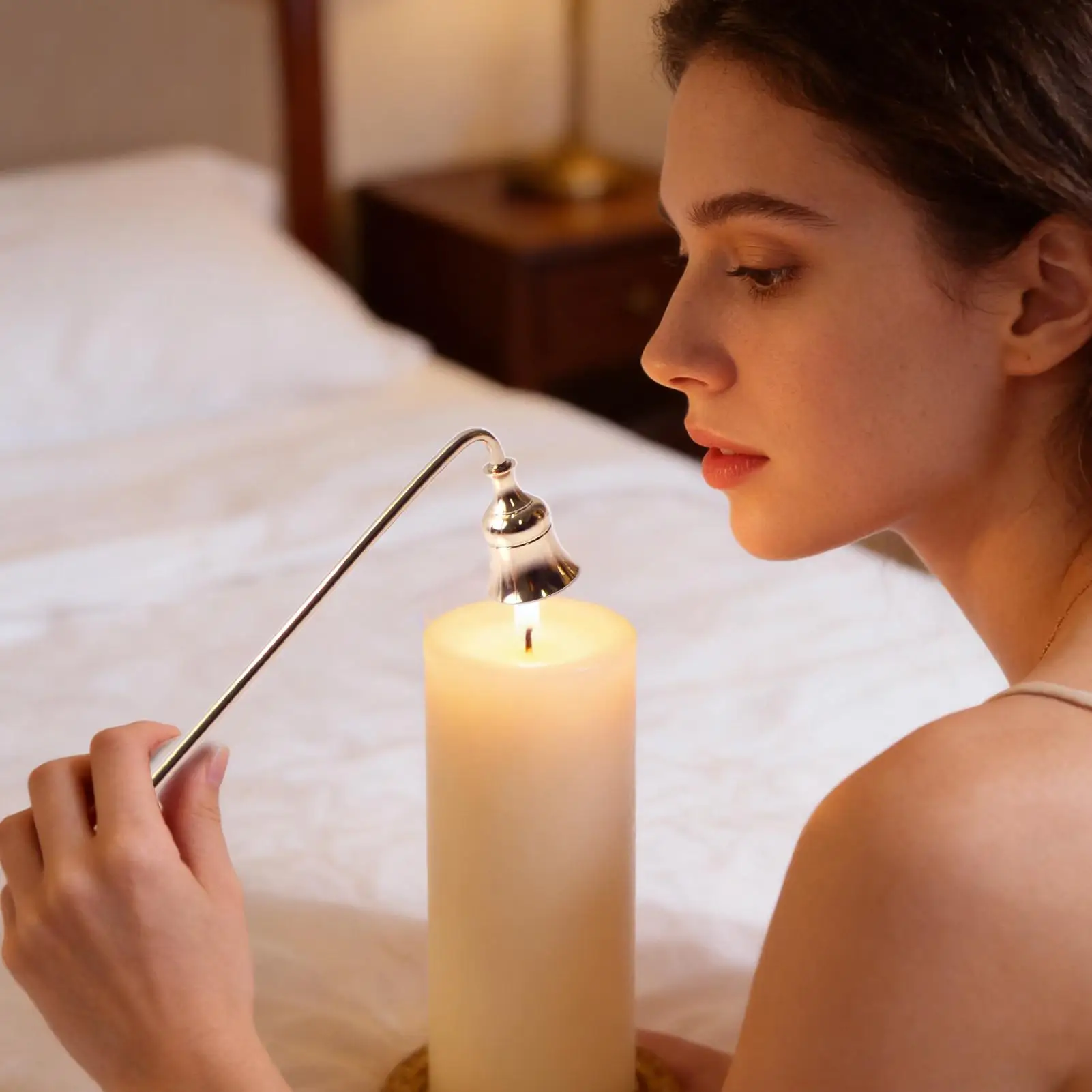 1pc Candle Snuffer Bell shape iron Vintage Candle Wick Extinguisher put out flame Home Gold Silver Candle Put Out Tool