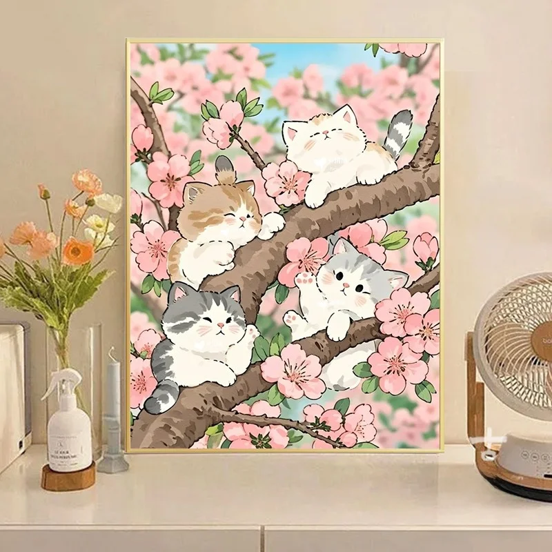

Spring Cherry Blossom Cross Stitch Kit Handmade Diamond Painting Living Room Cartoon Embroidery New 2025 Cotton Fabric