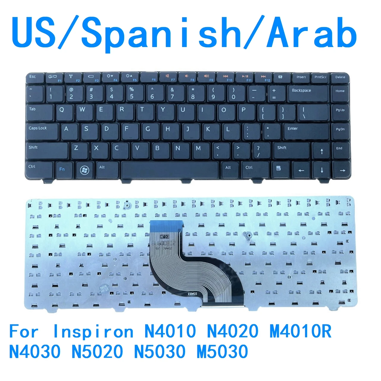 Novo teclado de idioma árabe espanhol dos eua para dell inspiron n4010 n4020 m4010r n4030 n5020 n5030 m5030 teclado de substituição