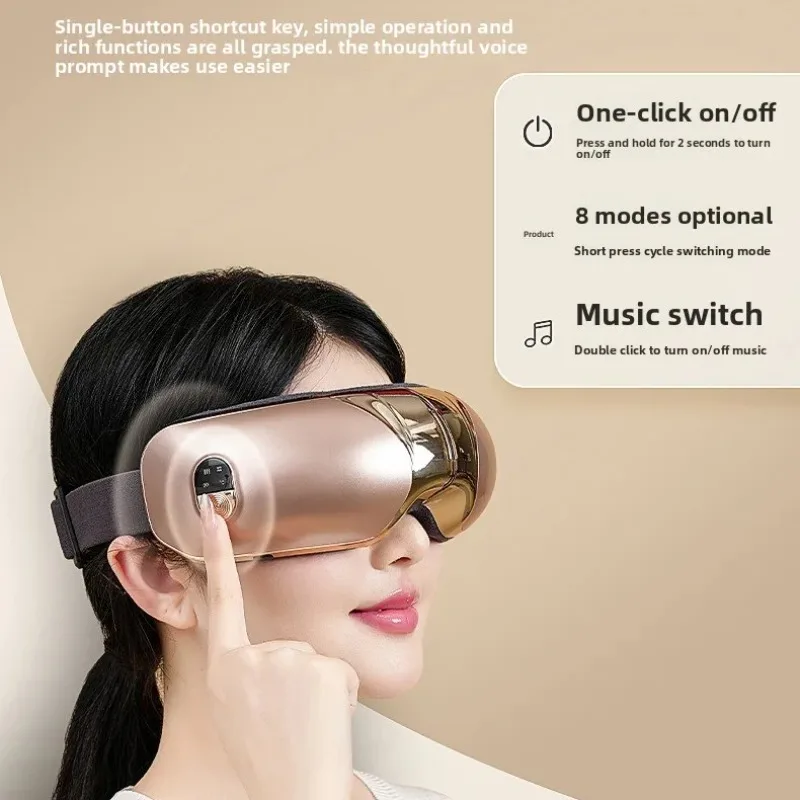 Intelligent Eye Massager with Hot Compress & Dual Airbags, Rechargeable Eye Protection Instrument Multi-Frequency