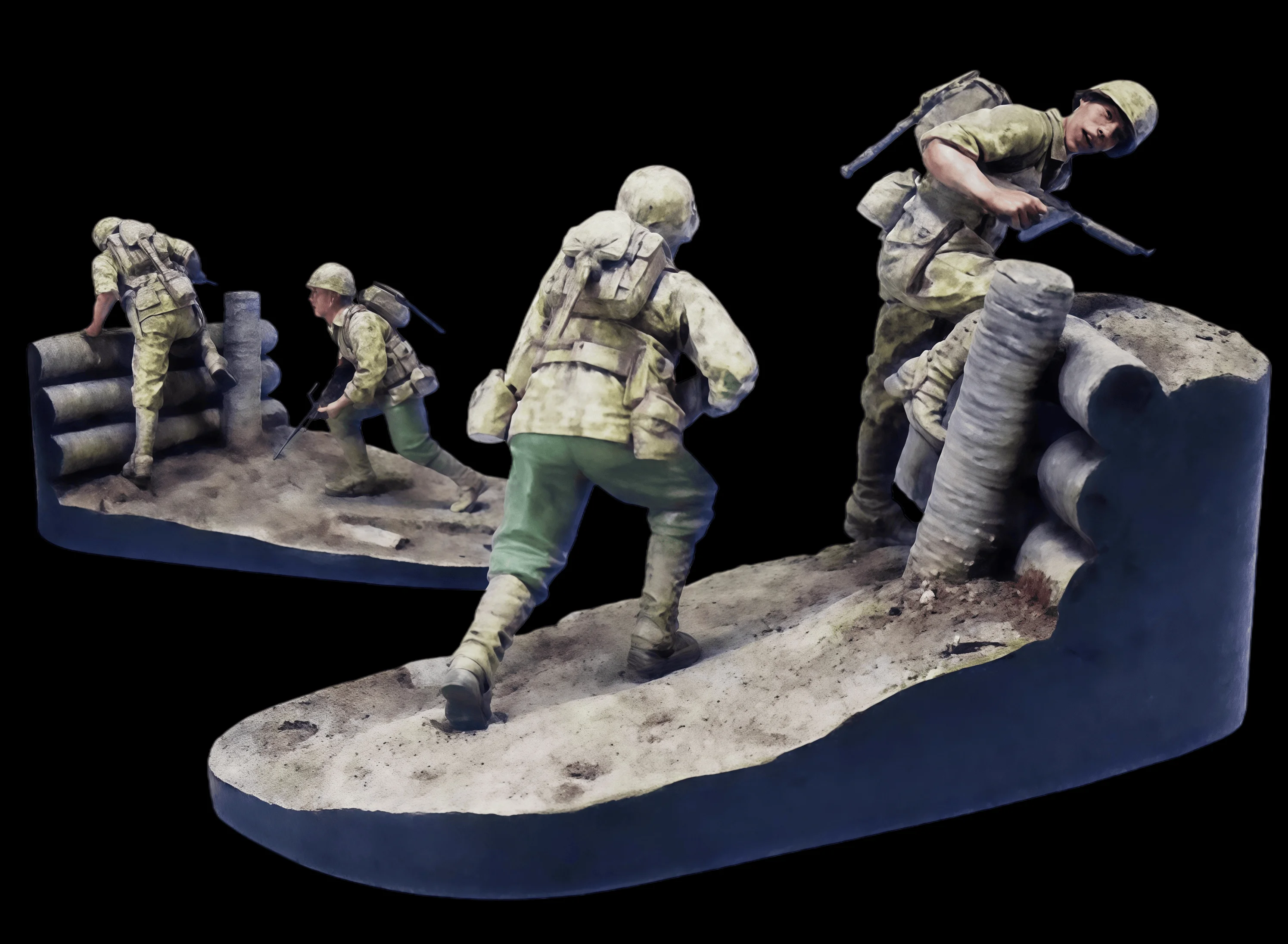 

1:35 Комплект для сборки модели из литья смолы, GK, две морской пехоты, неокрашенный и обращающий сборку (включая платформа)