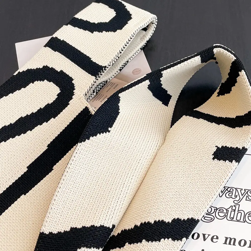 Handmade Knit Handbag Women Mini Knot Wrist Bag Japanese Casual Color Wide Stripe Plaid Tote Bag Student Reusable Shopping Bags