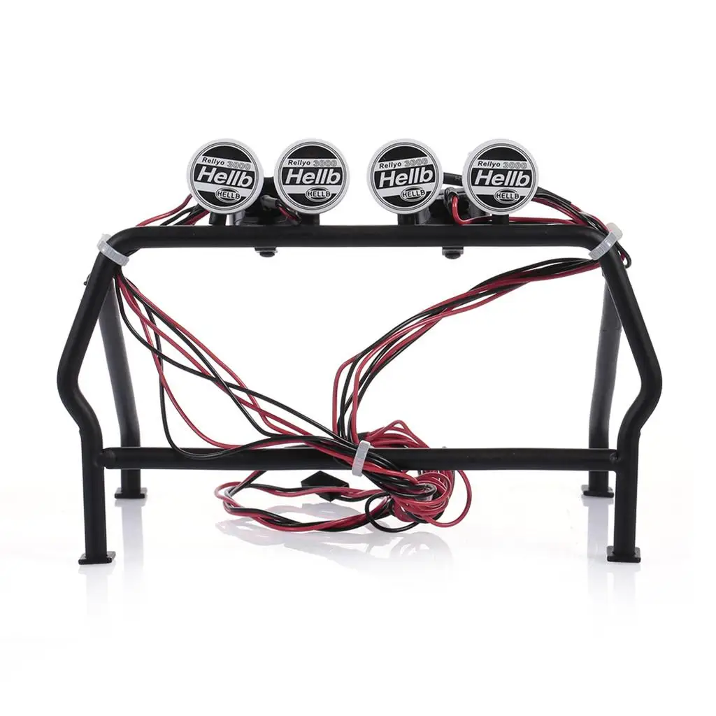 Durable Metal RC Car Roof Rack with LED Light Bar for 1 10 RC Truck Body Luggage Carrier Upgrade