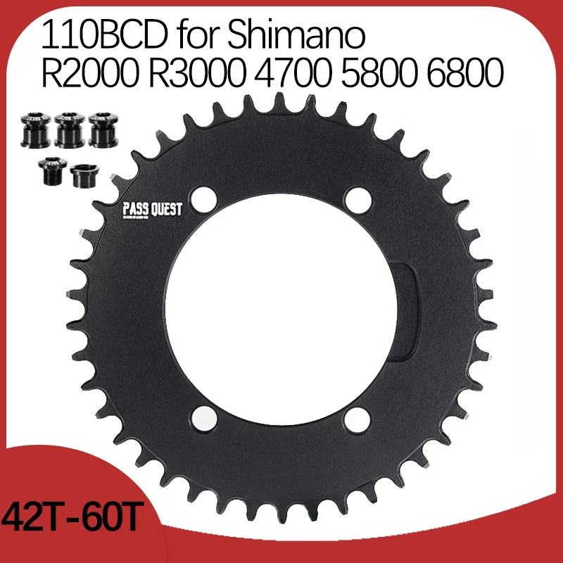 

Передняя звезда 110 BCD для Shimano R2000 R3000 4700 5800 6800, болты с узкой широкой звездой 42T 44T 46T 48T 50T 52T 54T 56T 58T 60T