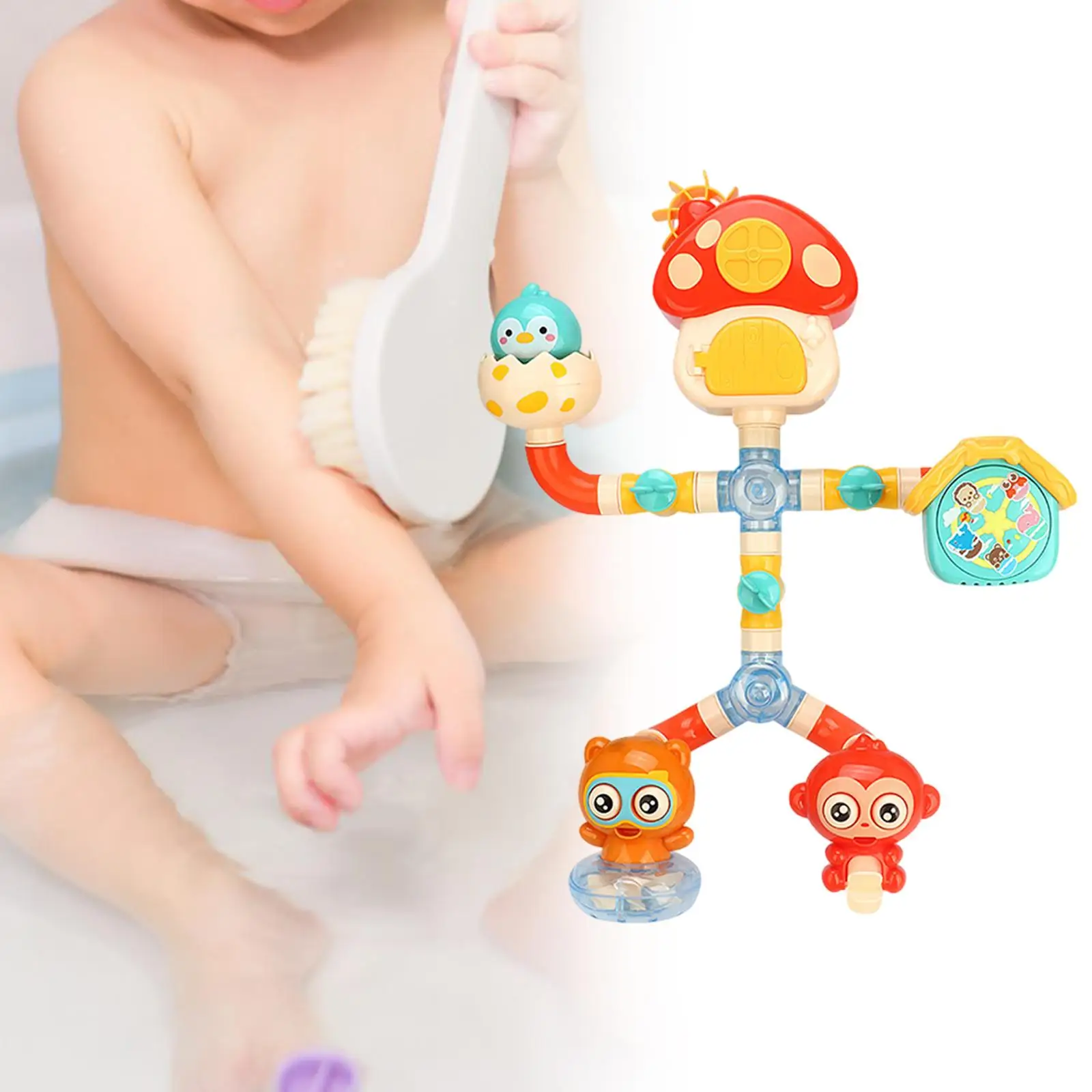 Tubos de tubulação multicoloridos, brinquedo de banho diy, organizador de banheira de bebê, conjunto para crianças, acessórios de jogo de água, idades 2 3 4 5