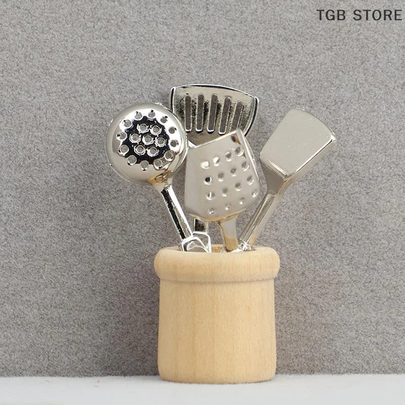 1Set 1/12 Miniatur Spachtel Löffel Set Puppe Hause Küche Utensilien Puppenhaus Simulation Dekor Puppen Haus Pretend Spielen Spielzeug