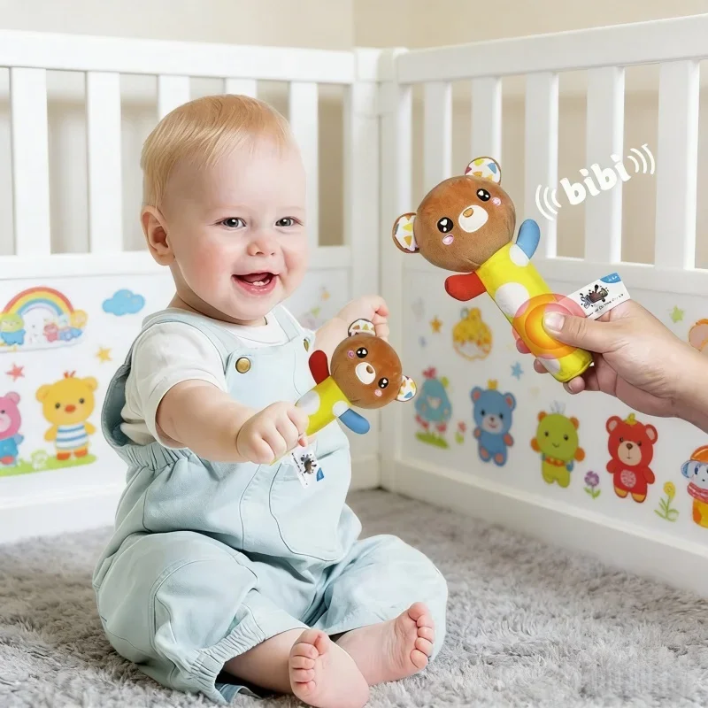 赤ちゃんぬいぐるみハンドグリップスティック幼児早期教育パズル漫画人形新生児把握トレーニング親子インタラクションおもちゃ