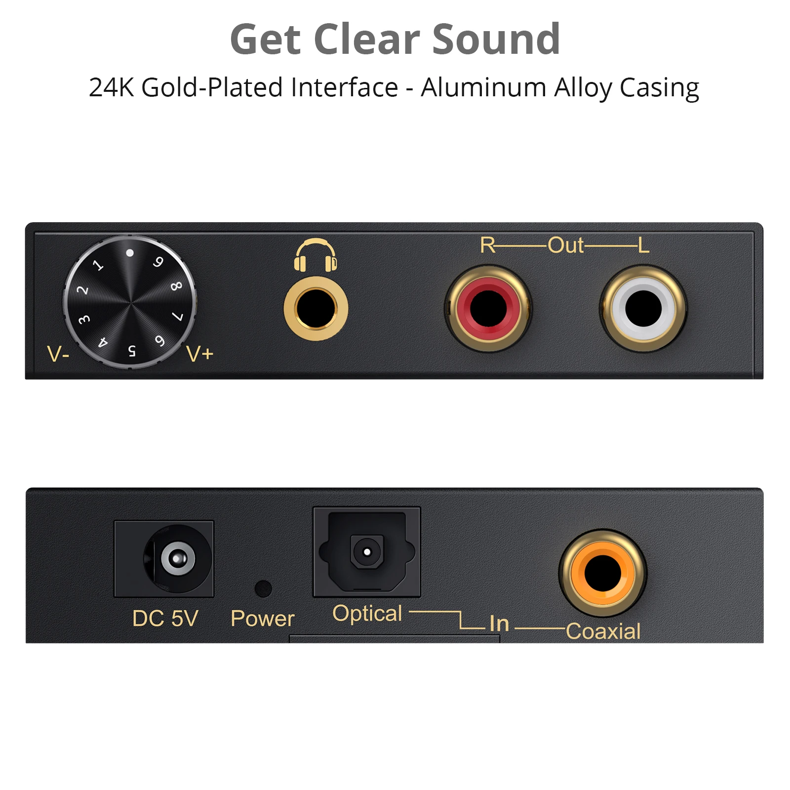 PROZOR 192kHz Digital to Analog Audio Converter Compatible with AC-3 DTS 5.1CH DAC Converter Optical Coaxial to RCA 3.5mm Jack