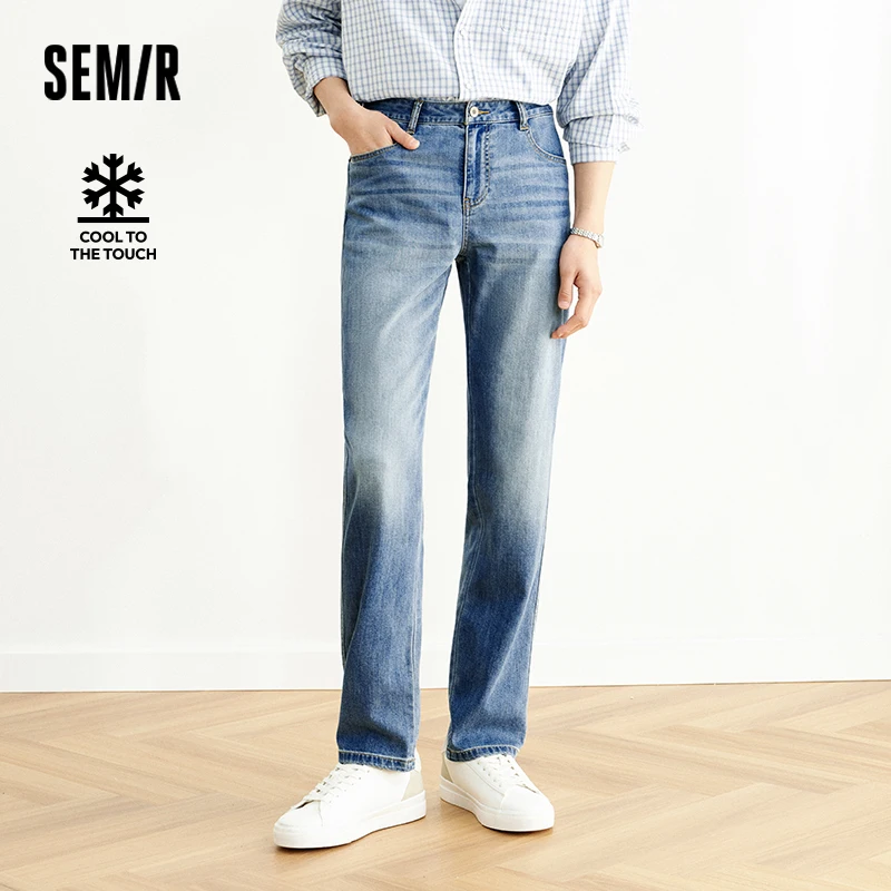 Semir Jeans Men Straight-Leg Retro Distressed 2025 New Summer Pants Cool Feeling Long Pants for Everyday and Trendy Outfits