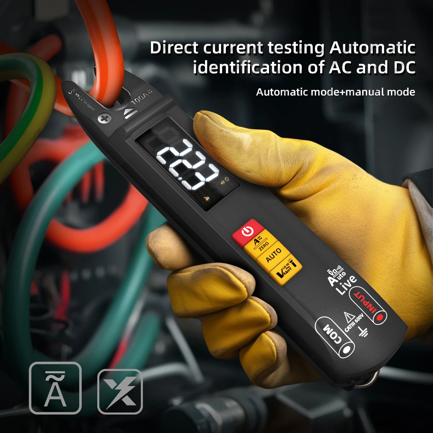 U0/U1 akumulatorowy cyfrowy miernik cęgowy 3 w 1 multimetr widelec dioda DC/AC 100A amperomierz cęgowy T-RMS prąd automatyczny tester elektryczny