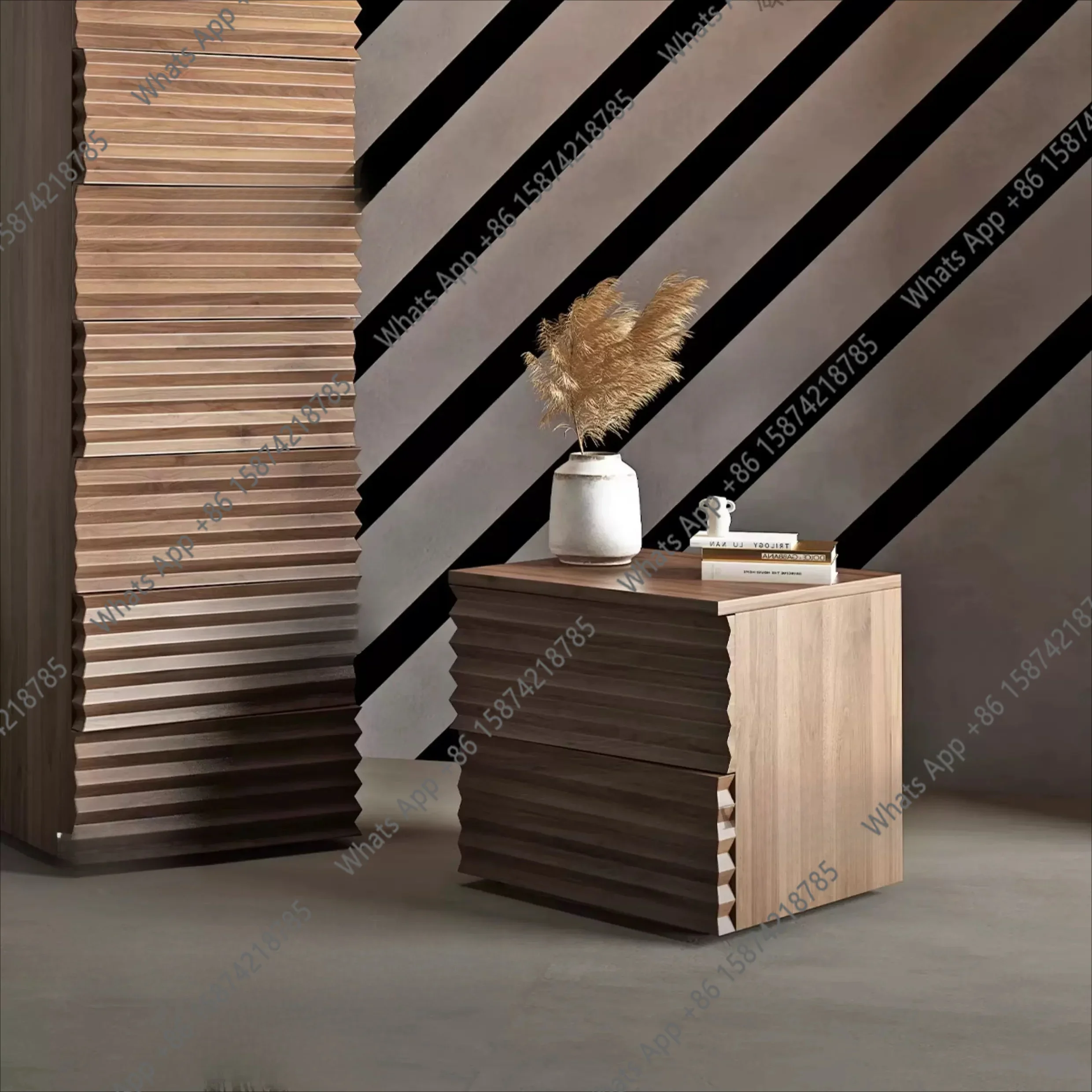 

X65 Italian Minimalist Modern Pure Solid Wood Black Walnut Bedside Storage Cabinet Bedroom Small Apartment High-end Feeling