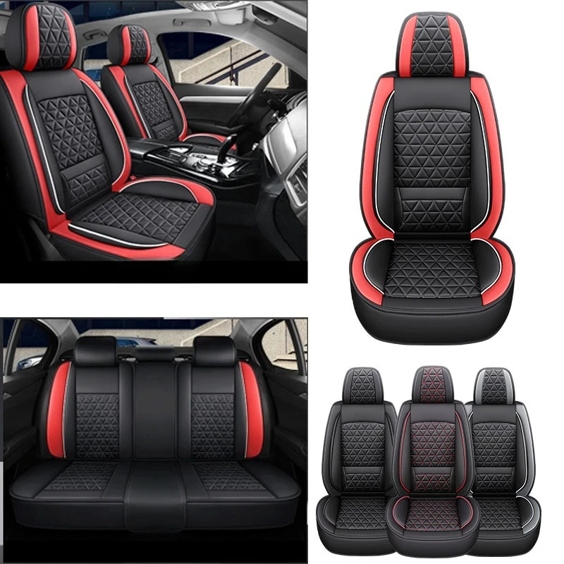 

Полный комплект чехлов на автомобильные сиденья из 5 предметов с поясничной опорой, мягкая искусственная кожа премиум-класса, универсальная подходит для большинства седанов и внедорожников