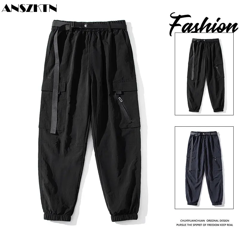 

ANSZKTN Tooling casual men's bunched feet sports cotton trend jacket burst jeans hoodie