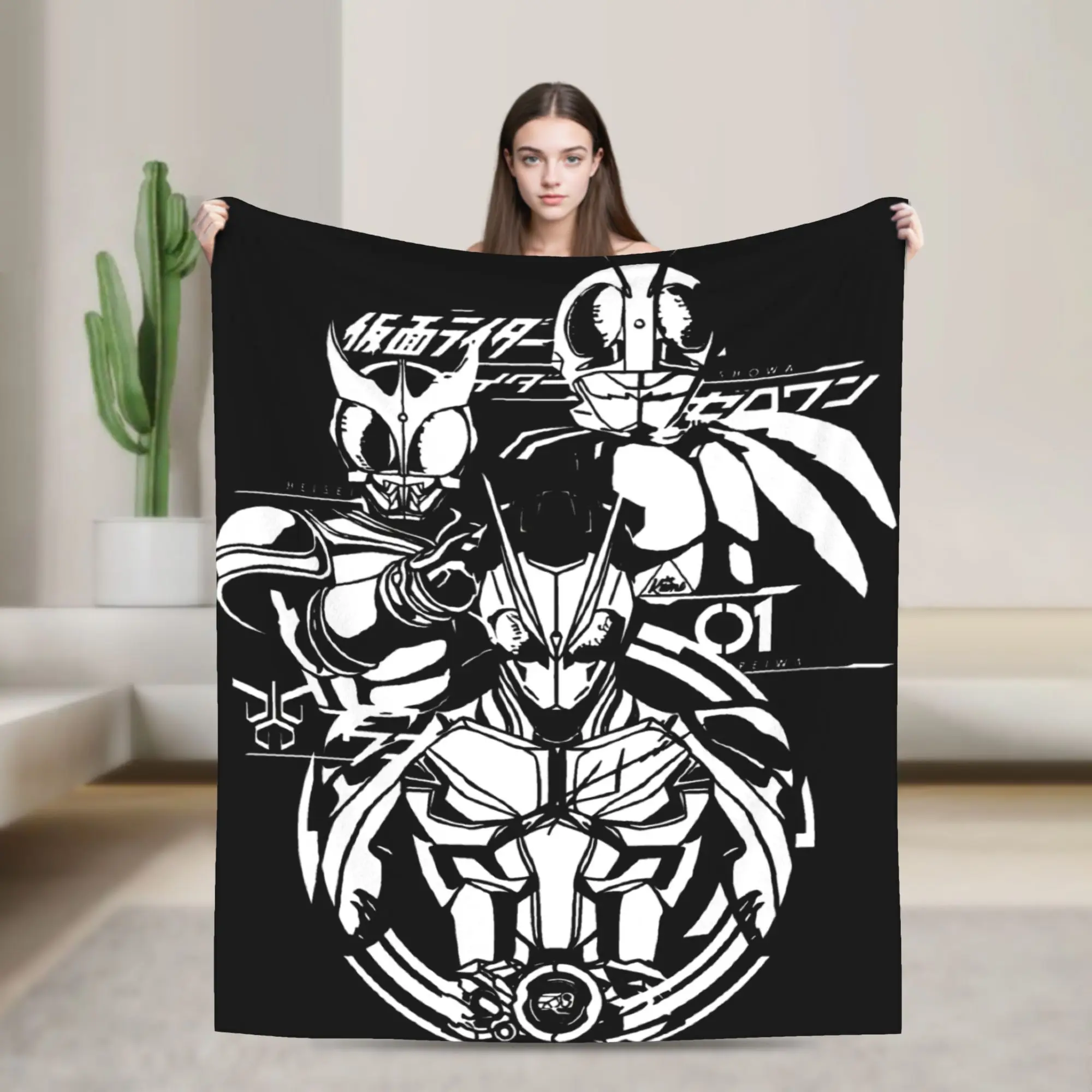 Kamen Riders Plush Blanket Children 3 Generation Flannel Throw Blanket For Couch Bed Warm Soft Customized Quality Bedspread