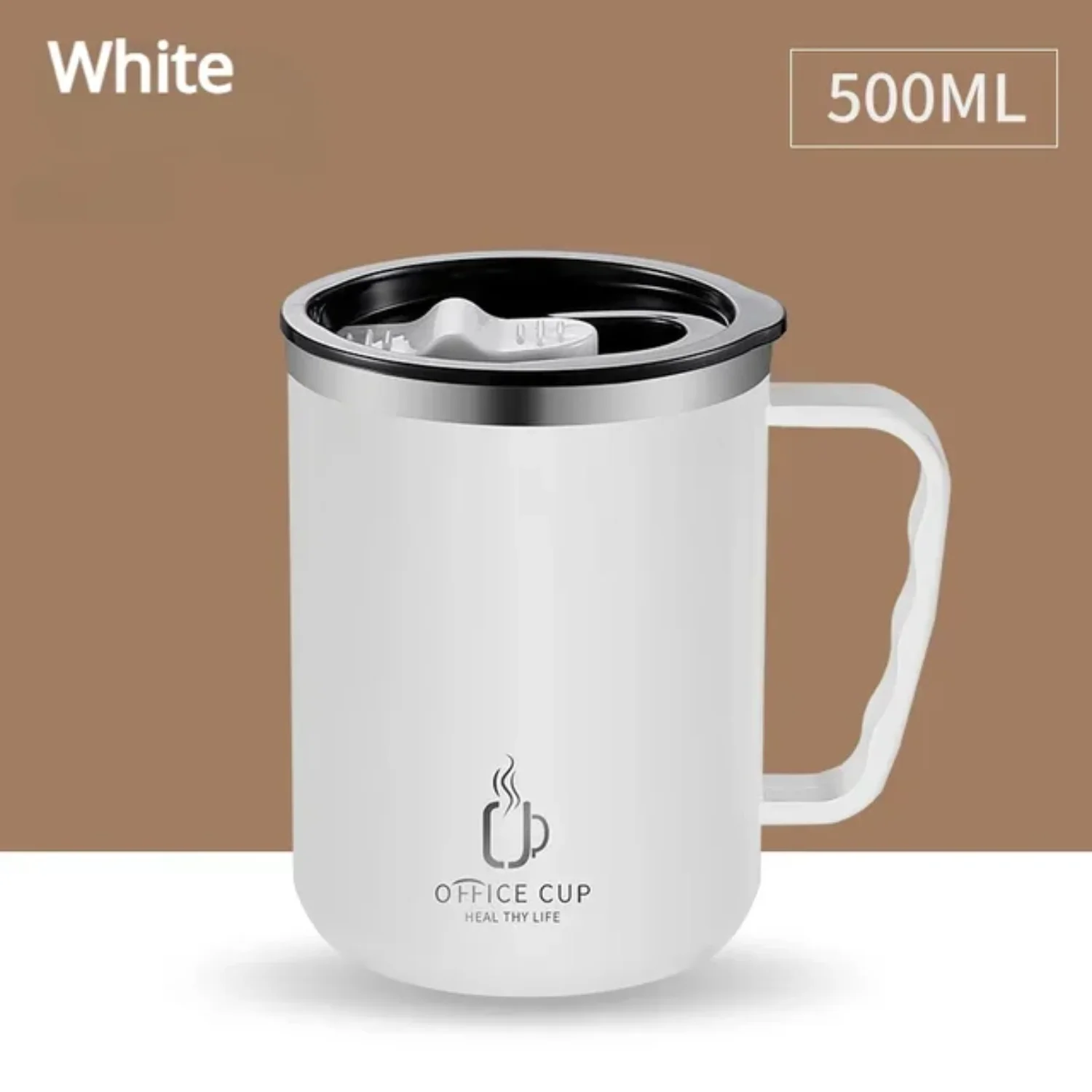 500ML Carry Mug Lid Thermal Mug with Straw Vacuum Insulated Bottle Mugs Coffee Cups Stainless Steel Thermos Mug Milk Coffee Cup