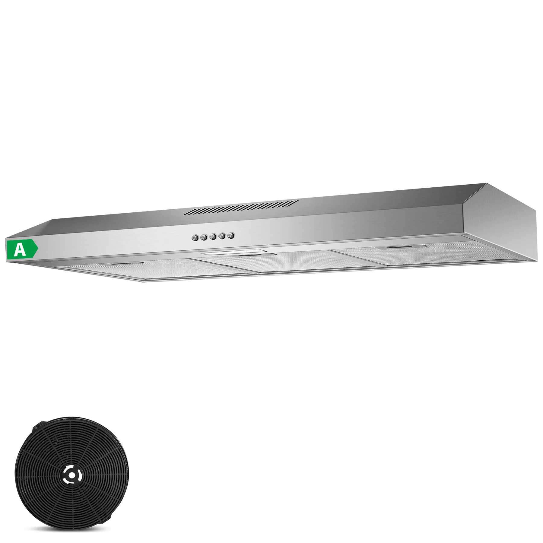 Hotte de cuisine encastrable TopStrong 90 cm : Débit d'air efficace de 201 m³/h, Classe énergétique A