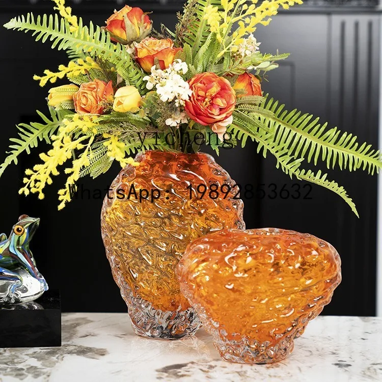 X4  light luxury amber glazed hydroponic vase ornament living room porch TV cabinet home decoration fairy garden
