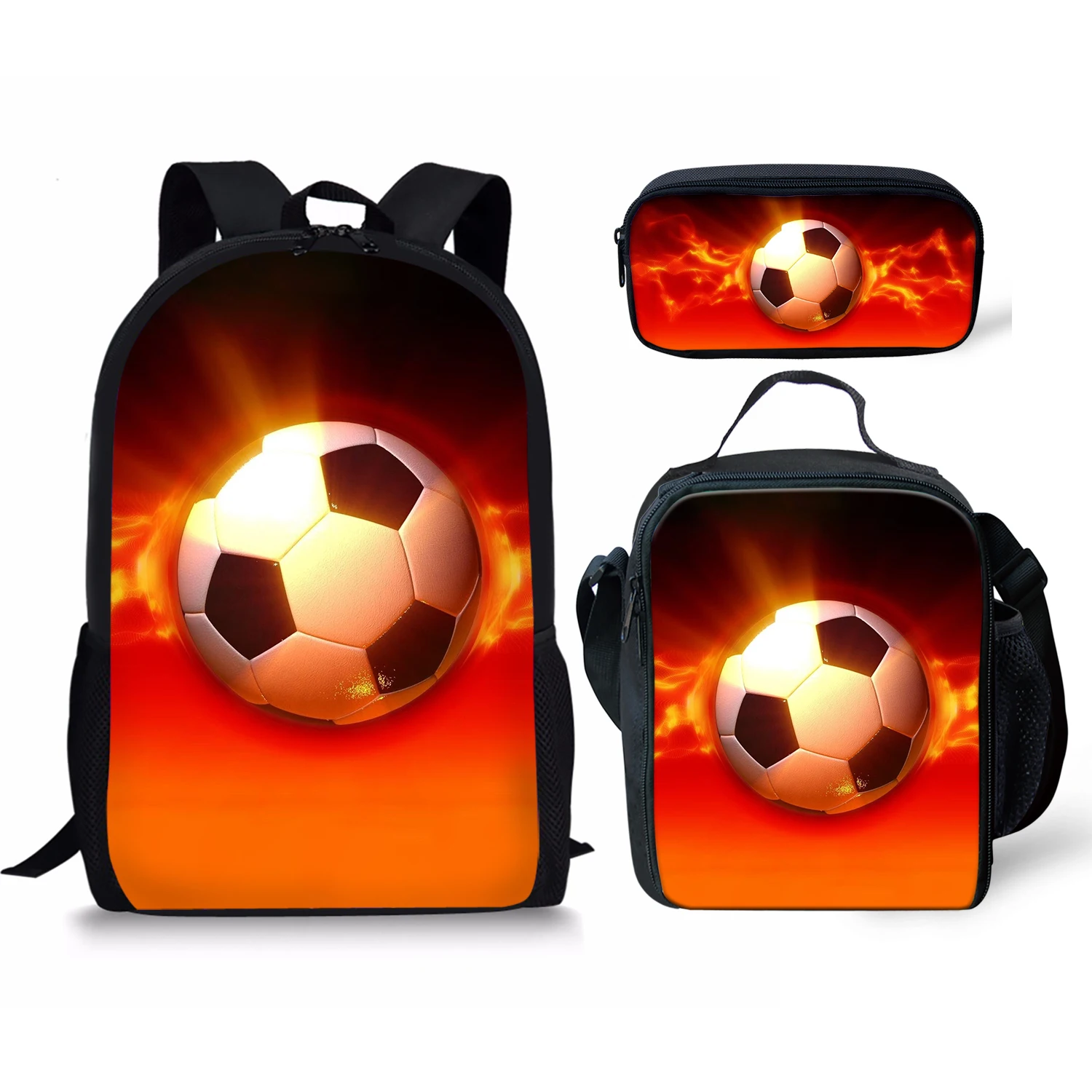 Trendy Popular Peculiar Cool New Sports Ball 3D Print 3pcs/Set Student School Bags Laptop Daypack Backpack Lunch bag Pencil Case