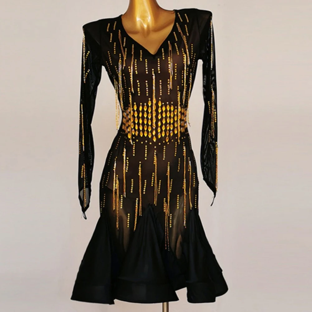 Vrouwen Feestjurken voor Sexy Vrouwelijke Latin Dans Pak Meisjes Oefenkleding Kleding Competitie 2025, Nieuwe Lijn Rok Stand Ballroom