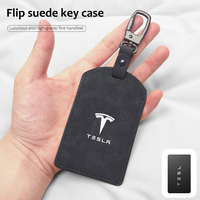 1Pcs Suede Car Smart Remote Key Card Case Cover Protector Shell Holder Auto Keychain Accessories For Tesla Model 3 Model Y 2020