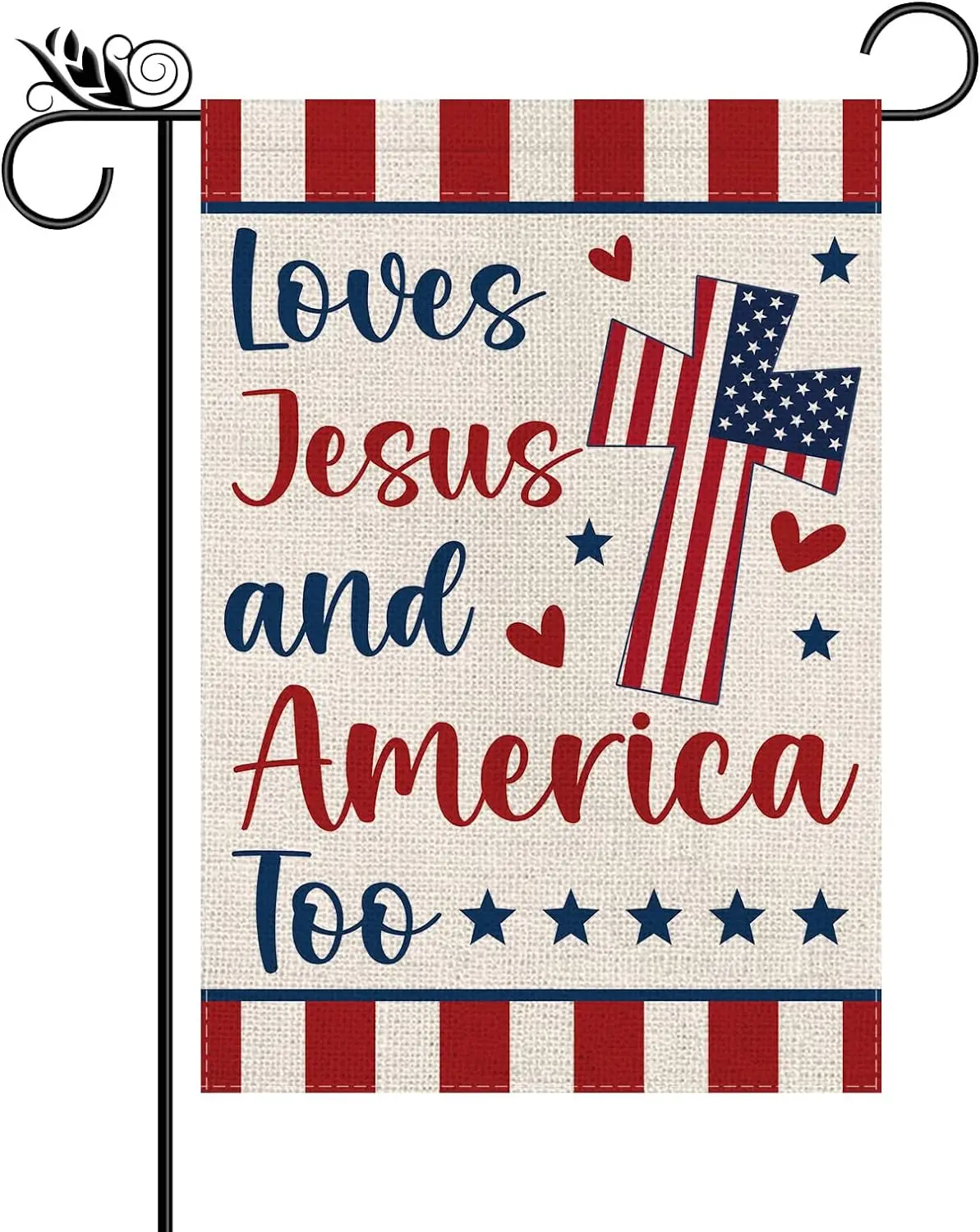 4 июля Садовый флаг любит Иисуса и Америки, религиозный крест, христианский двусторонний Флаг США, патриотический Мемориальный день, Индеп