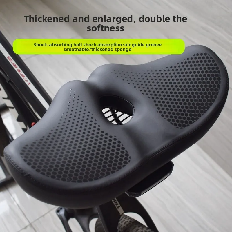 Enlarged Thickened Bike Saddle Waterproof Special-shaped Cushion Comfort Accessory For Mountain Cycling